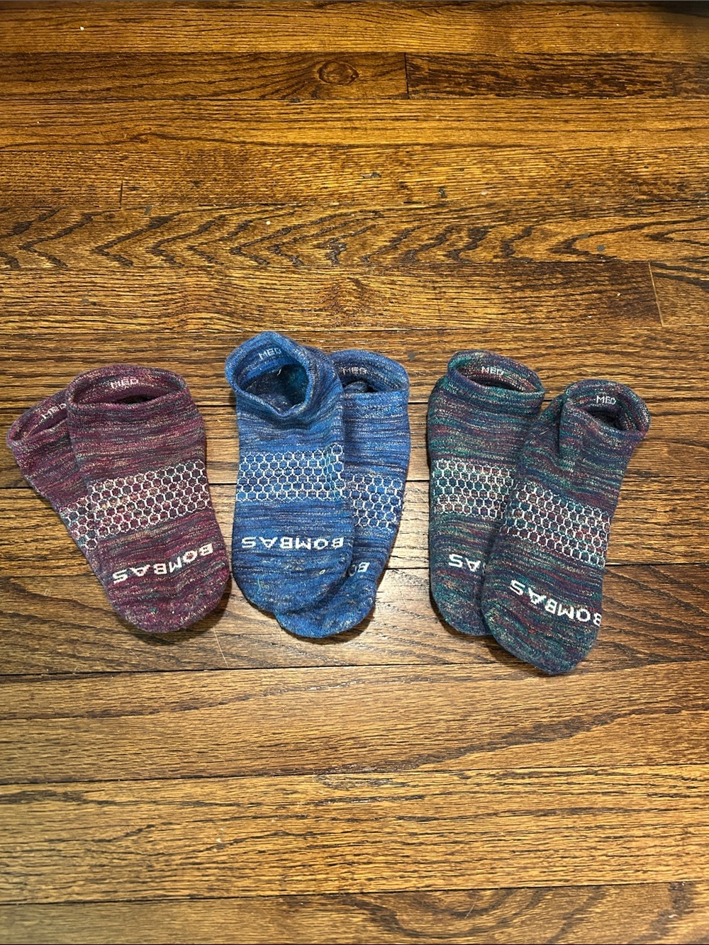 Bombas Women No-Show Socks - Marled Blue, Marled Green, Marled Burgundy (3-Pack)